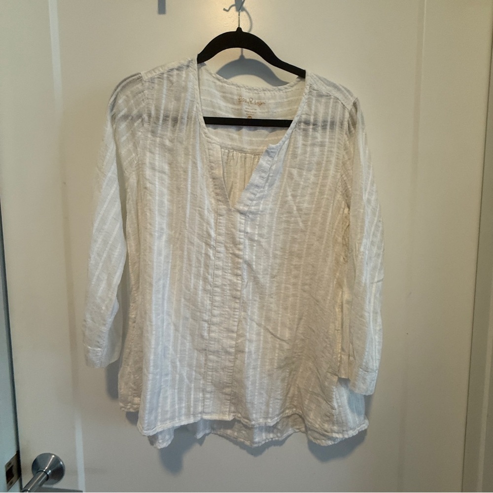 Lilly Pulitzer White Cotton Gauze Tunic Top – Size M